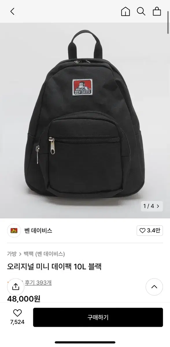 벤 데이비스 미니 데이팩 10L 블랙